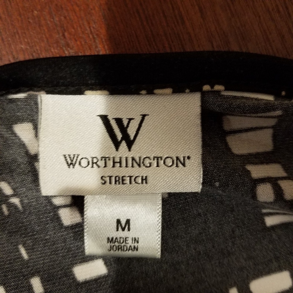WORTHINGTON Black & White Knit Blouse - Picture 2 of 5
